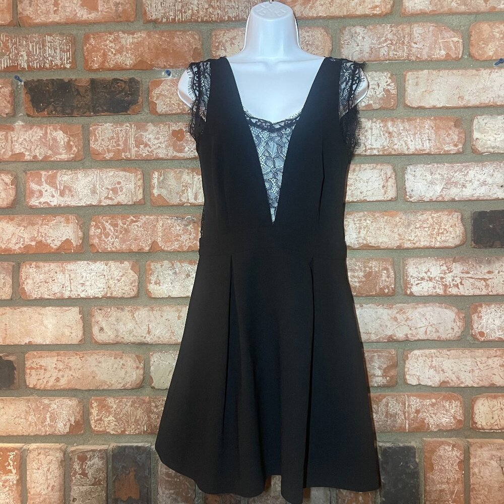 BCBGeneration Black Lace Plunge Dress Size 8